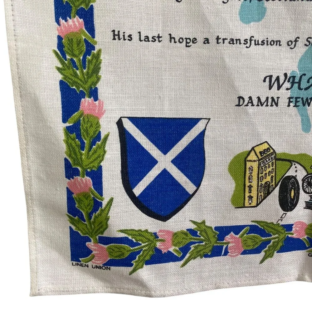 2 Vintage Scottish Linen Tea Towels Linanne Glen Appin Kitchen Unused Scotland